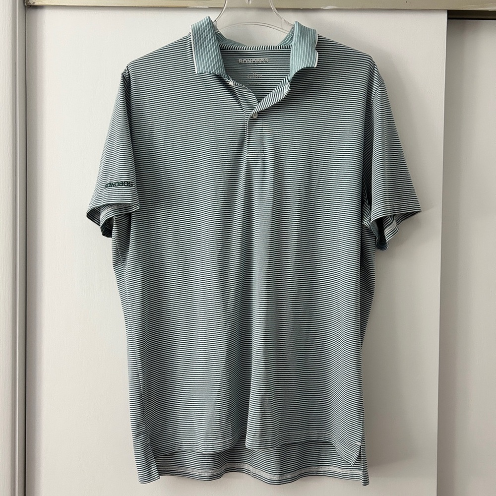 Bonobos Golf Green and White Polo Shirt Slim Fit